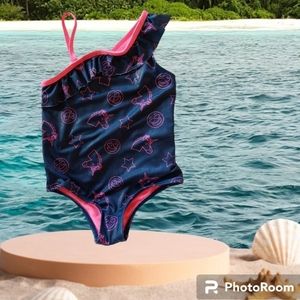 Pink Platinum One-Piece Little Girl Swimsuit.